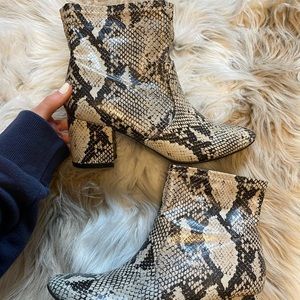 Snake print booties